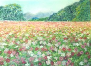 花 描き方 秋花 コスモス畑をパステルで描く方法 パステル画を描く