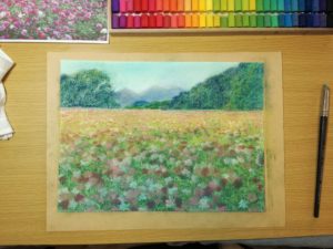 花 描き方 秋花 コスモス畑をパステルで描く方法 パステル画を描く