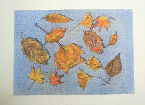 紅葉 こうよう 描き方 秋の葉っぱの簡単な描き方ステンシル技法 パステル画を描く