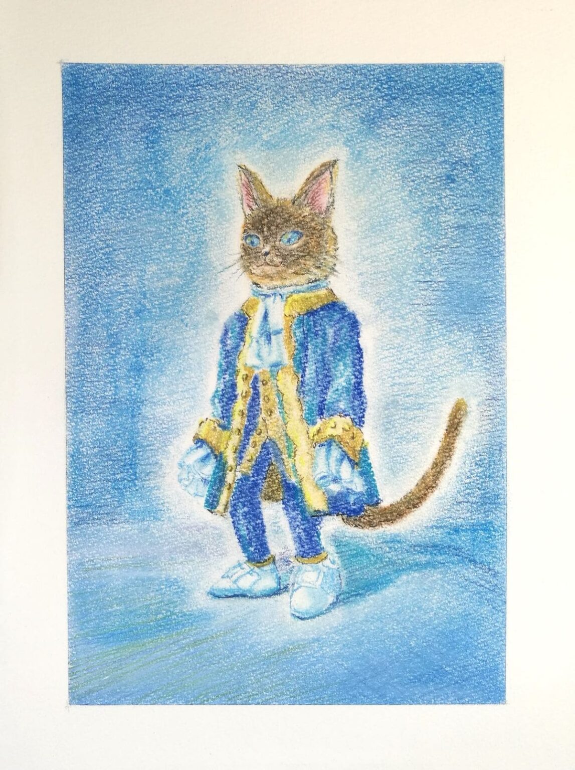 【猫・擬人化】猫を人間ぽくした簡単な描き方とコツ/パステル着彩 | パステル画を描く
