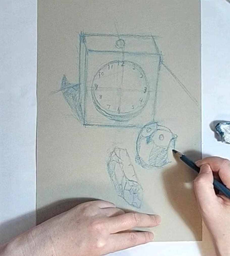 ラフスケッチのけがを描いている様子